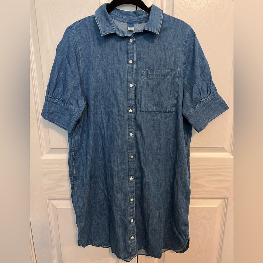 Old Navy Blue Denim Shirt Dress- size M NWT - Picture 3 of 13